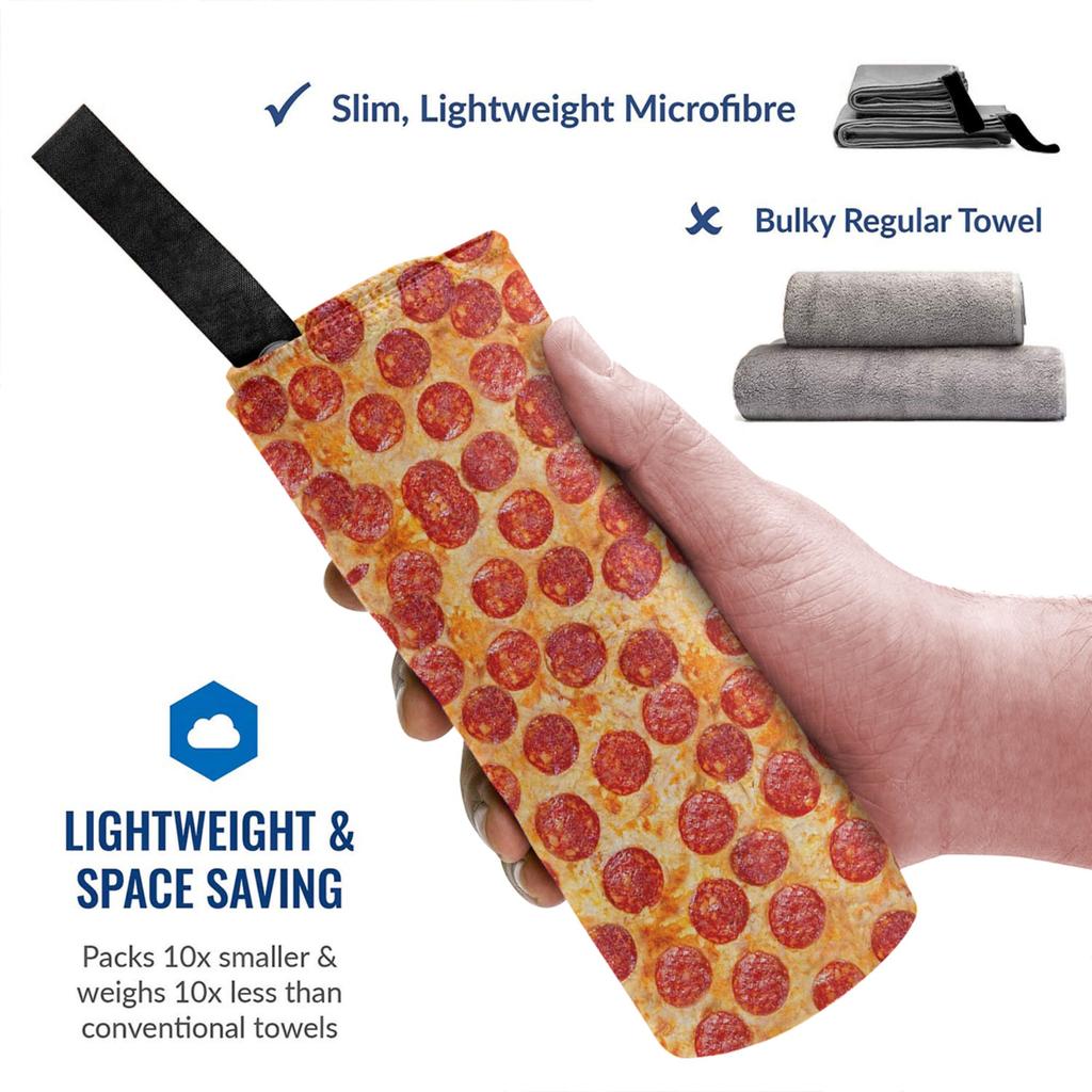 Realistic Pepperoni Pizza Pattern Beach Towel Soft Microfiber Quick Dry Absorbent Quick Towels For Pool
