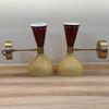 Italian Mid Century Brass Wall Sconce Pair Stilnovo Style Light Set of 2