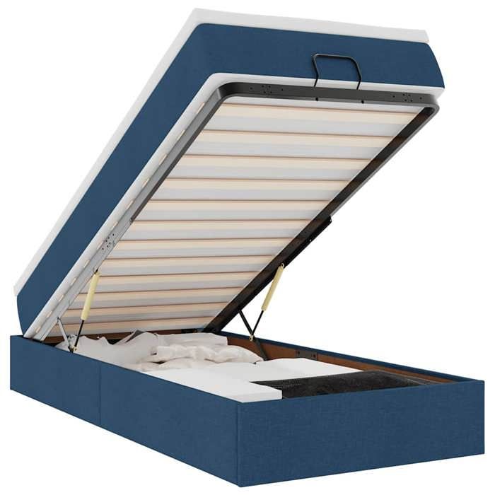 Maison Exclusive - Cadre de lit ottoman avec matelas bleu 90x200 cm tissu