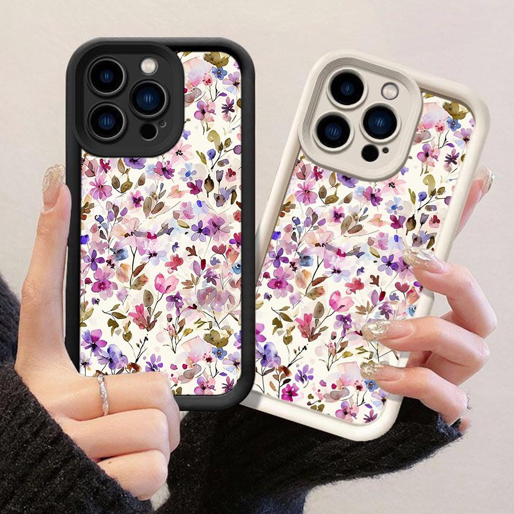 JT574 Disegni di Fiori Selvatici Fiori Viola per iPhone 17 16 15 14 Pro Max Samsung S26 S25 Ultra A17 A07 A56 A16 A15 Xiaomi 15T Redmi 15c 14C Custodia Morbida