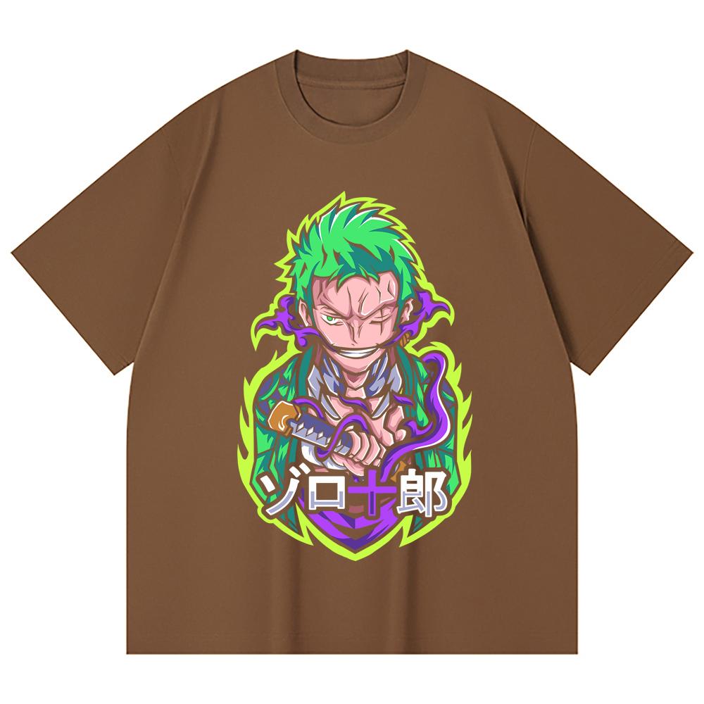 230 Gsm 100% Cotton One Piece V80 Zoro Print Unisex Heavy Cotton T Shirt