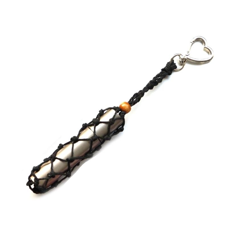 Handwoven Waxed Cord Keychain Net Pocket Bag Charm For Bags Backpacks And Accessories Fashionable Keyring