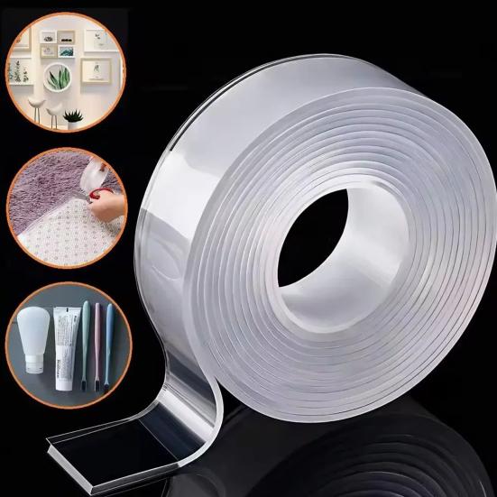 1 Roll 200/300/500CM Nanometer Tape Waterproof Double Sided Heavy Duty Strong Adhesive Tape Removable Traceless Multipurpose