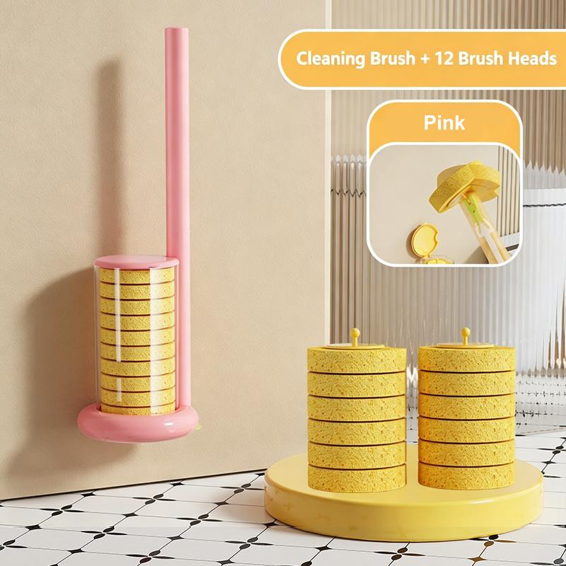 Disposable Toilet Brush Kit with Removable Heads for Bathroom Germ-Free and Efficient Strain-Free Cleaning