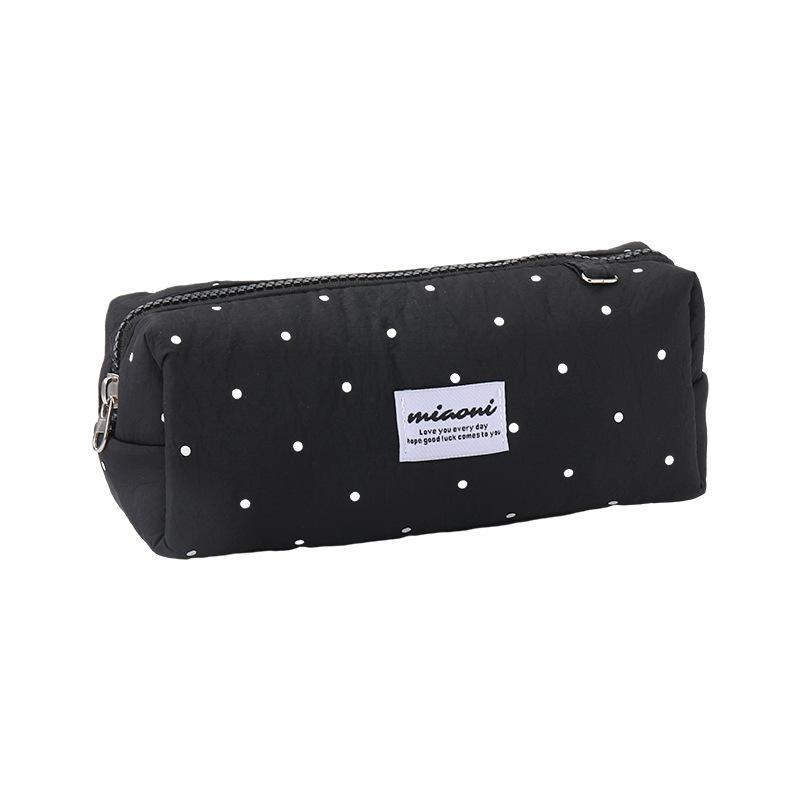 1Pcs  Korean Polka Dot Solid Color Pencil Case Student Stationery Large Capacity Storage Pen Bag Cute Girl Makeup Bag