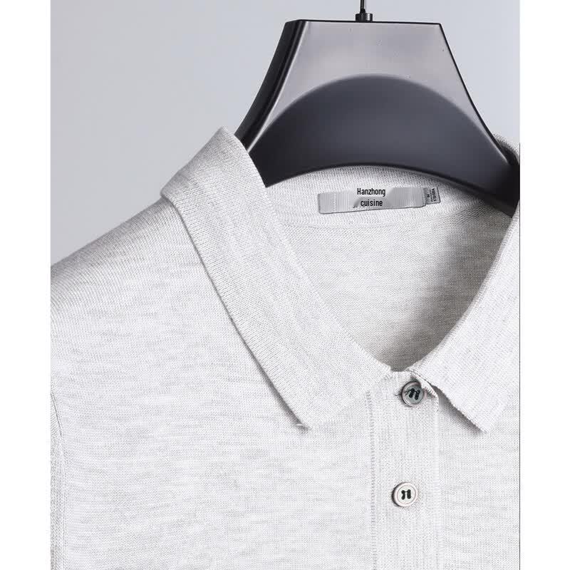 SNOWFLYING Men's Lyocell & Linen Polo Knit Shirt