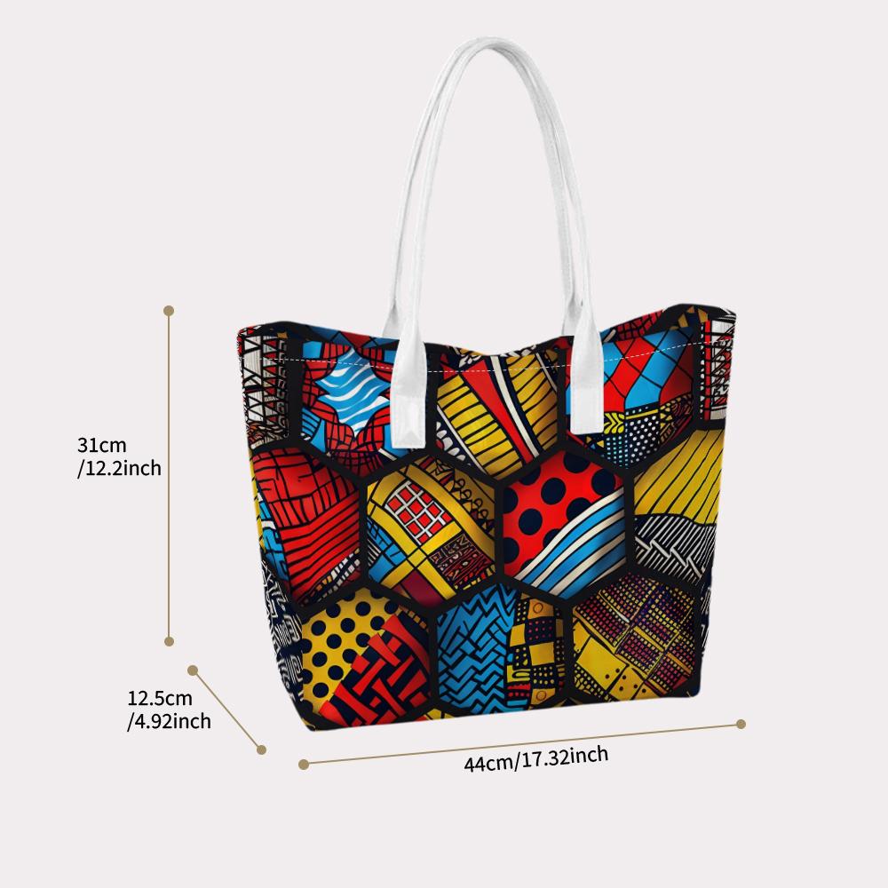Vibrant Ethnic Pattern Tote Bag Chic Portable Daily Use Casual Handbag