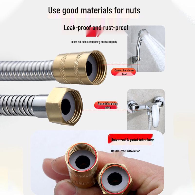 Universal Stainless Steel Shower Hose Sprinkler Connector: Explosion-Proof, Short Hot Water Outlet Pipe
