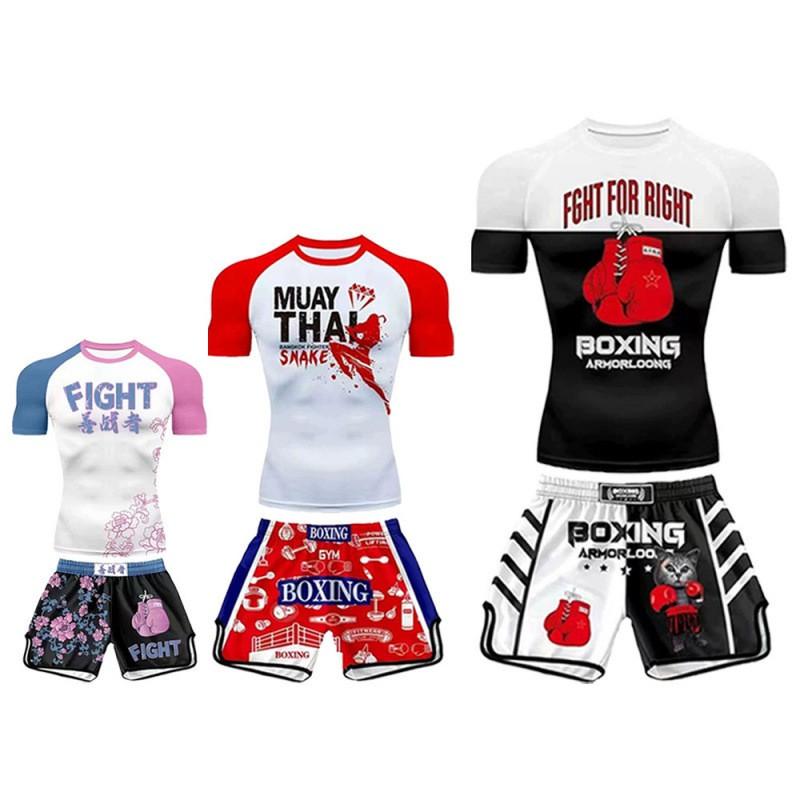 Martial Arts Training Suit Adults Kids Muay Thai Sanda Fighting Boxing Practice Gear