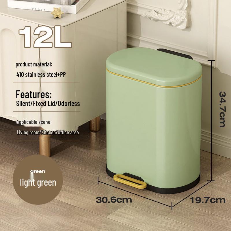 Stainless Steel Soft-Close Foot-Operated Trash Can for Kitchen, Living Room, and Bathroom