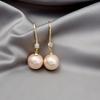 Exquisite Micro-Inlaid Zircon Large Pearl Earrings, Long French Simple Temperament Elegant Commuter Earrings