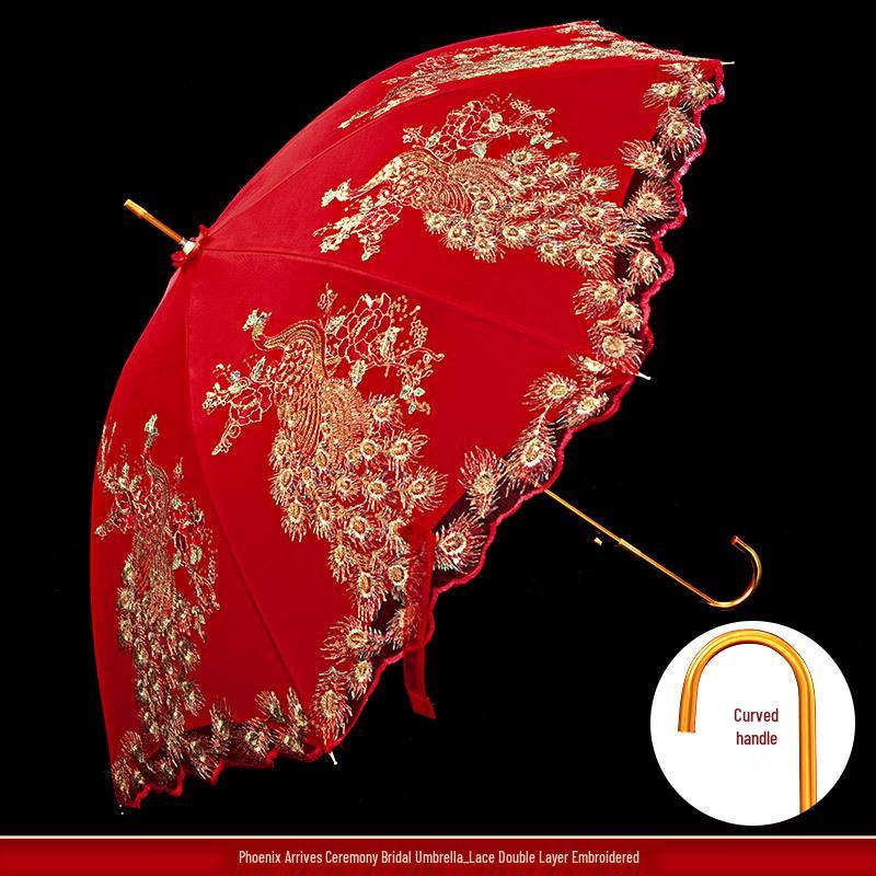 Red Bridal Umbrella Set for Chinese Wedding Ceremony and Dowry