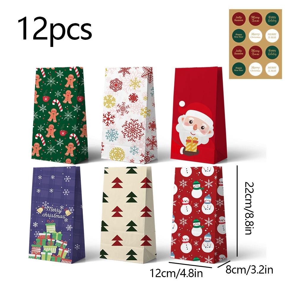 

12 шт. Паперові подарункові пакети Дитячі сувеніри Пакувальний пакет Нова цукеркова коробка Новий рік Style 1