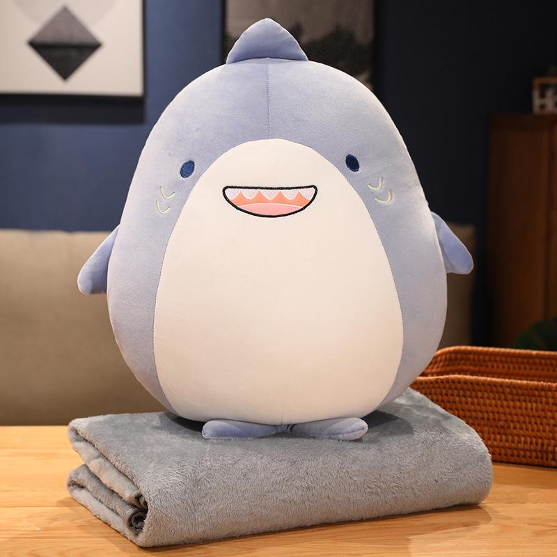 Hand-Warmer Yellow Duck Shark Plush Toy & Blanket - Cute, Soft, Insertable, Ideal for Nap Time or Air-Conditioned Rooms
