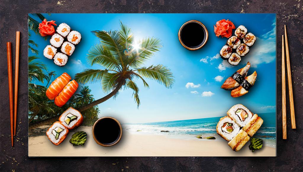 Szklana płyta ochronna na kuchenkę 90x52 Plaża
