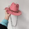 Women's Punk Straw Hat 2023 New Sun Hat Gold Chain Accessories Men's Jazz Hip Hop Summer Hat Punk Style Beach Hat Church Hat