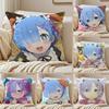 Fantasy Popular Anime RRe Zero Cushion Cover Pillowcase Antidustmite Invisible Zipper Short Plush Sofa Cushion