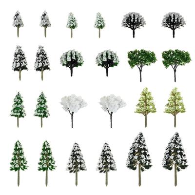 Yetaha Model Trees, 24 Pine Trees, Snow-Covered Tree Models, Diorama Miniature Trees for RailwayArchitectural Models, Winter Scenery Collection,