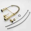 Pull Out Kitchen Sink Faucet Stream Sprayer Kitchen Gourmet Faucet Rotatable Basin Mixer Tap Hot Cold Crane Brass Black Gold