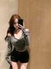 Women's Modal Cotton Lace Layer Long Sleeve Faux Two-Piece T-Shirt for Autumn
