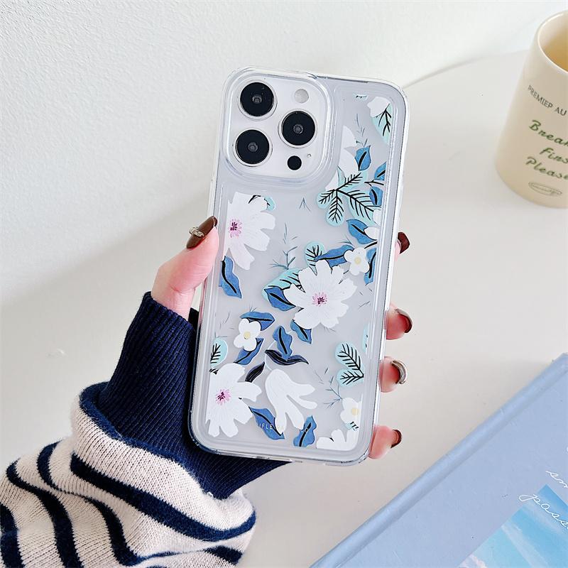 Flower Clear Phone Case For Iphone 15 14 Plus 13 12 11 Pro Max Shockproof Silicone Soft TPU Back Cover