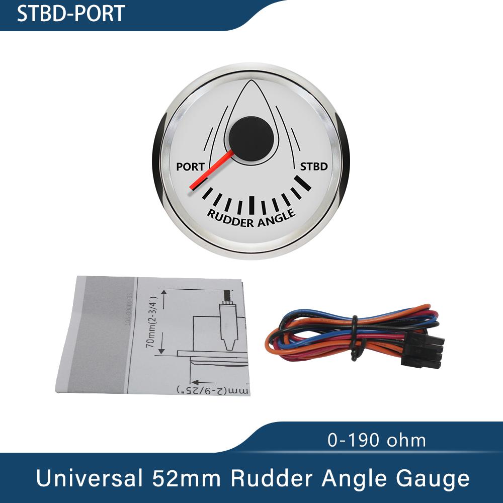 New Universal 52mm 85mm Marine Boat Rudder Angle Indicator Gauge 12V 24V with Red Backlight 0-190 ohms for Boat Yacht Vessel 52mm WS