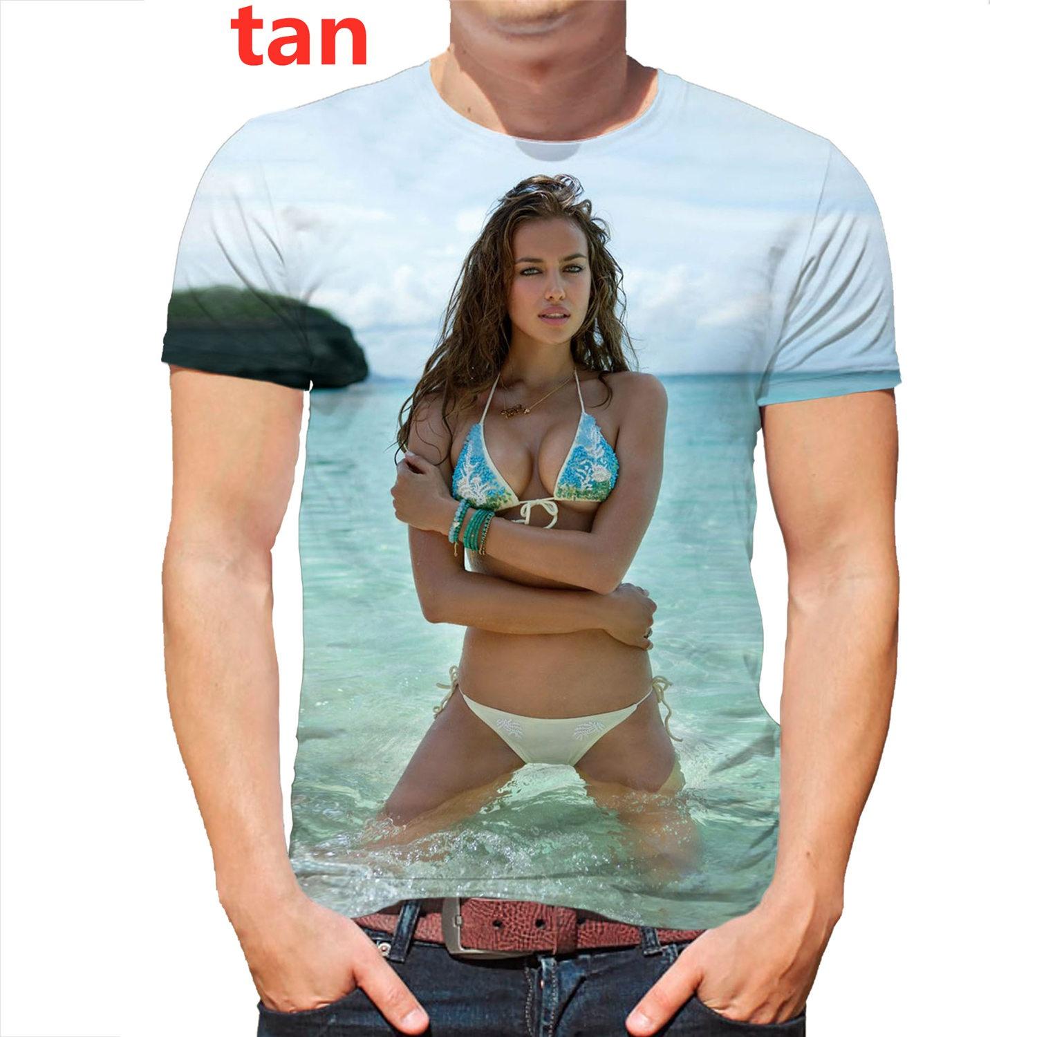 

Чоловіча та жіноча футболка Creative Passion Beach Bikini Model 3D Print Short Sleeve Funny T-Shirt 4XL
