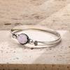 Vintage 925 Silver Natural Rose Quartz Bangle Handmade Oval 10*14mm Pink Natural Stone Bracelets Gifts Fine Jewelry for Women