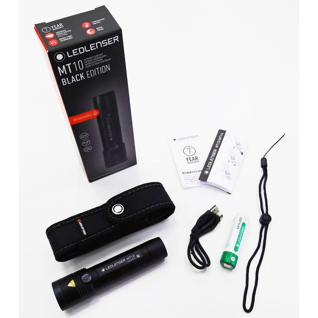 Ledlenser MT10 Black Edition Handheld-Taschenlampe, Max. 1000 Lumen, Max. Leuchtweite 180 Meter, Max. 144 Stunden Leuchtdauer, 503235