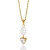 European & American High-End Y-Shaped Zirconia Necklace with Natural Pearl & Stainless Steel for Women