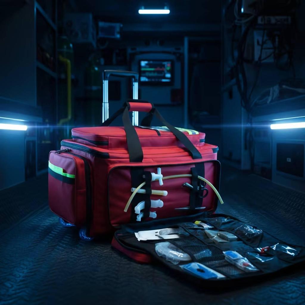 Emergency Bag with Wheels Reflective First Aid Large Capacity