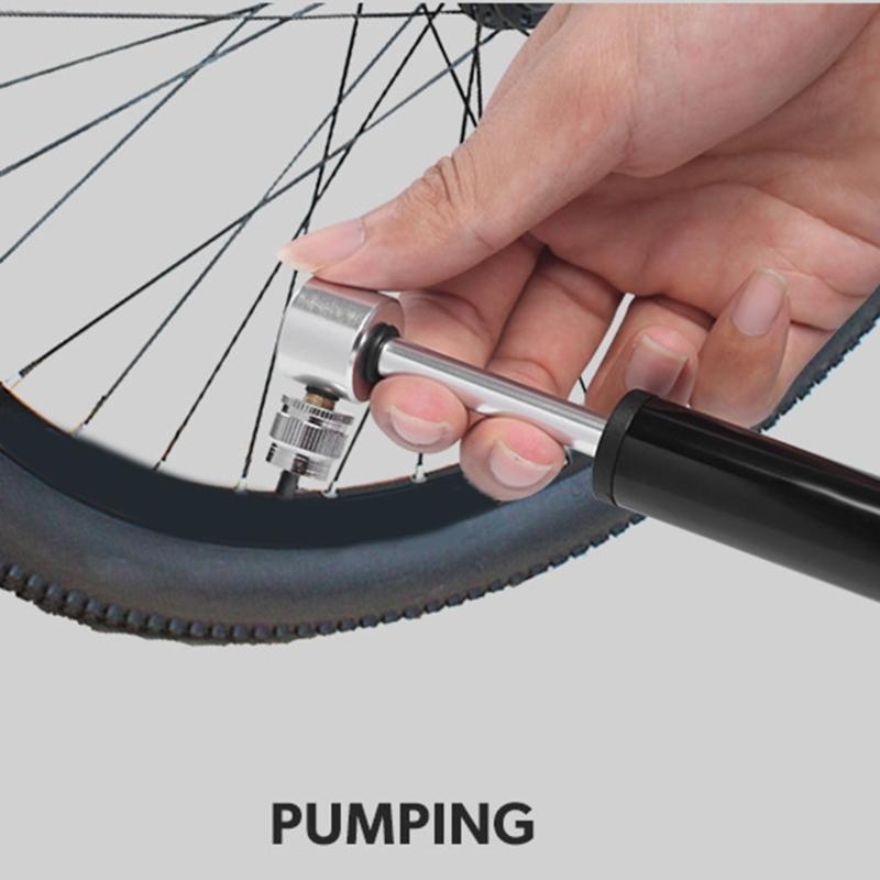 Aluminum-Alloy Mini Bike Tire Pump Portable 120PSI Bicycles Pump Balls Pump with Needle Fits Presta and Schrader Valves