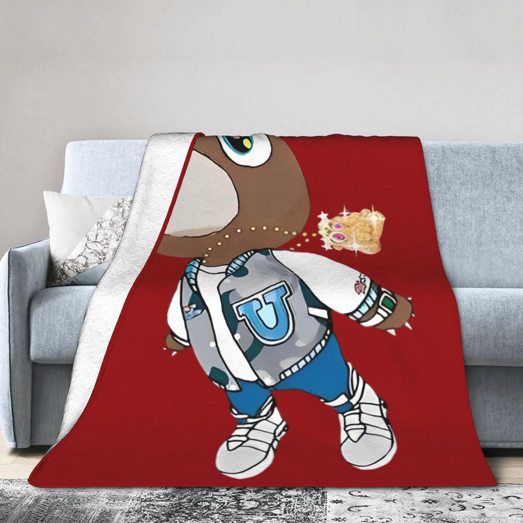 Kanye West Blanket Fleece Spring/Autumn Cute Bear Multifunction Lightweight Throw Blanket for Home Bedroom Quilt