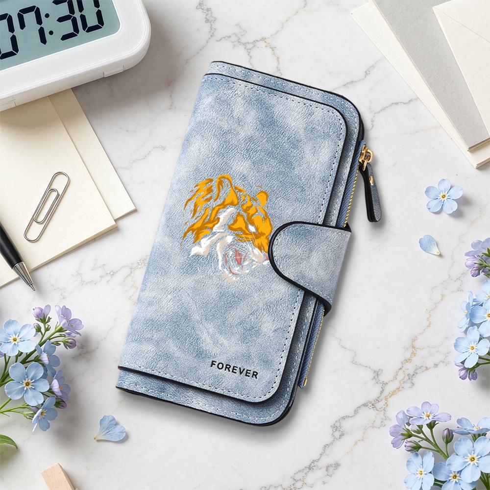 Tiger Pattern Leather Long Wallet Forever Card Holder Purse for Daily Use