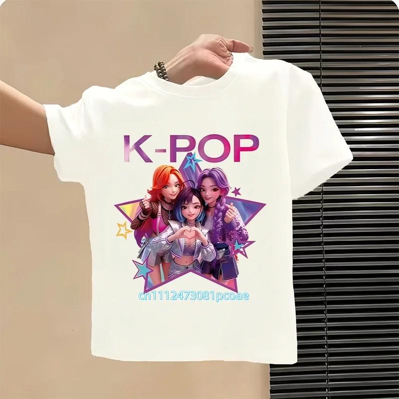 Kpop Childrens T Shirt Cartoon Graphic Short Sleeve Summer Comfortable Top Funny Gift for Fans Harajuku TShirts Girls Clothes