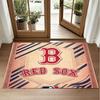 Boston Red Sox Design Crystal Velvet Rug Soft Decorative Mat for Bedroom Entrance