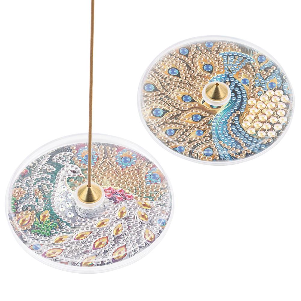 2Pcs Acrylic Special Shaped Exquisite Pattern Diamond Painting Incense Holder Diamond Painting Aroma Stand for Yoga Meditation