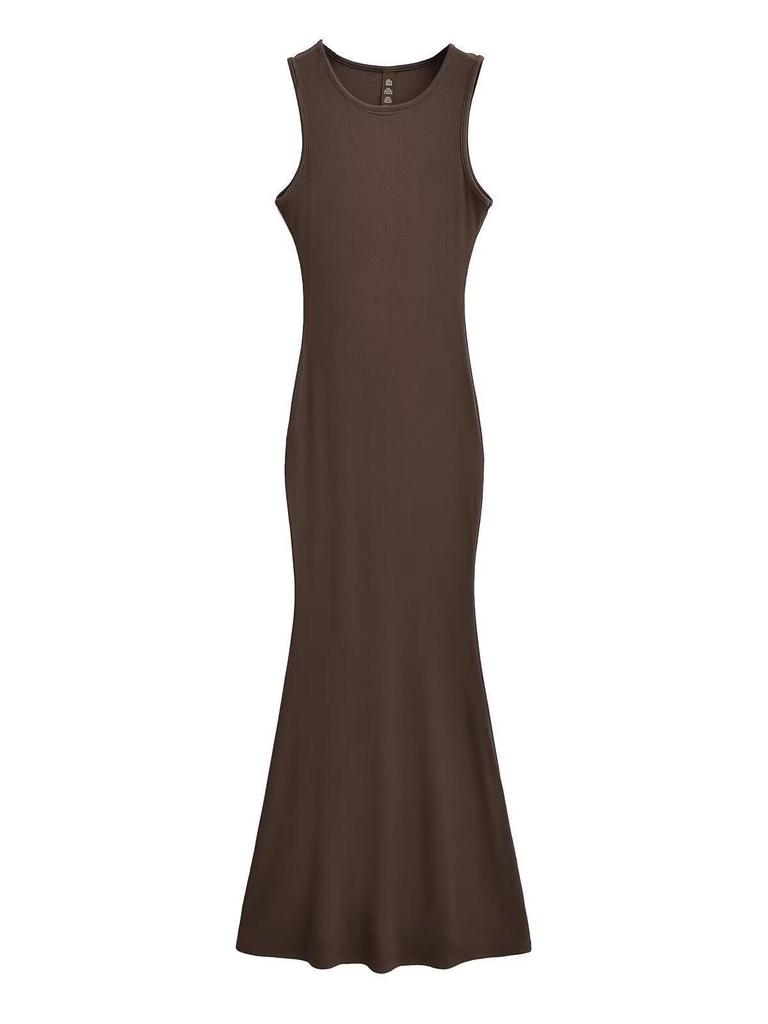 2025 European Sleeveless Slim-Fit Waist-Cinching Mermaid Skirt