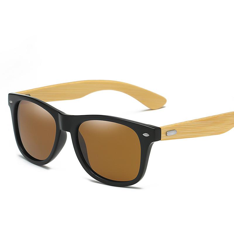 Classic Wood Bamboo Sunglasses UV400 Vintage Driving Sun Glasses for Men Women Black Fishing Eyewear