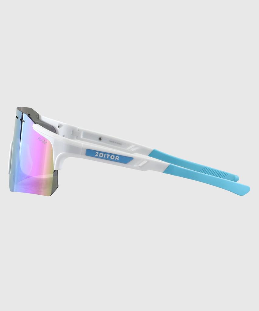 Tuditeo Nus Goggles Uv Protection Athletic Sunglasses C3 Blue/White Frame Blue