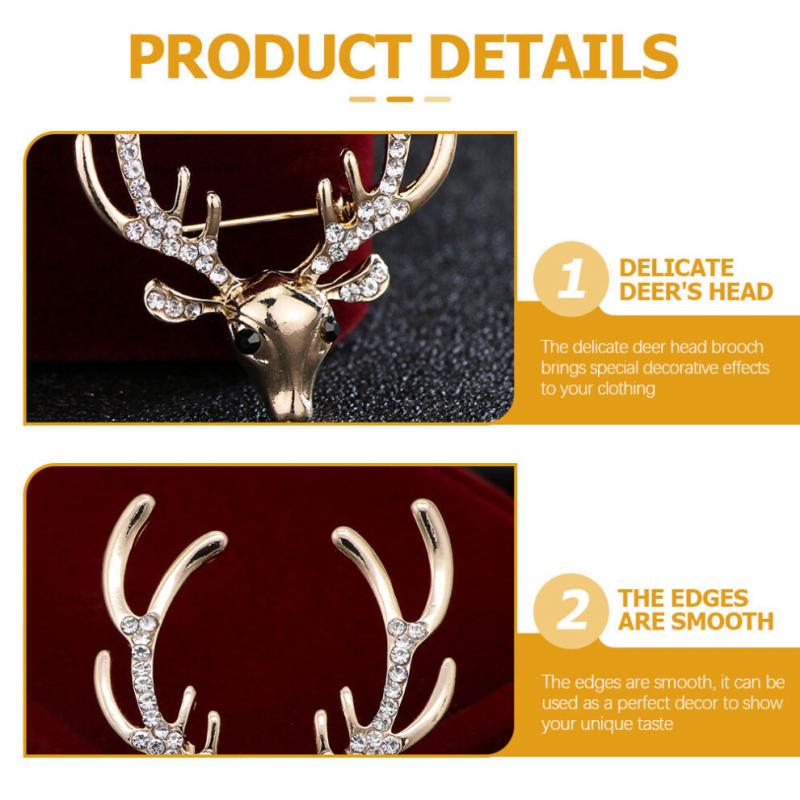 Deer Head Brooch with Antlers, Suitable for Wearing On Clothing
