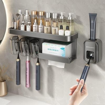 Toothbrush Rack No Punching, Bathroom, Toiletries, Cup Supplies, Brushing Cup Storage, Wall-mounted Electric Toothbrush Holder