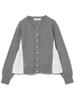 Ray Beams Women's L/S Knit Cardigan with Mixed Material, Gray, One Size
