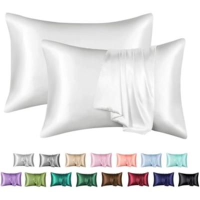 Summer Solid Color Faux Silk Pillowcase Soft Smooth Bedding Pillow Cover