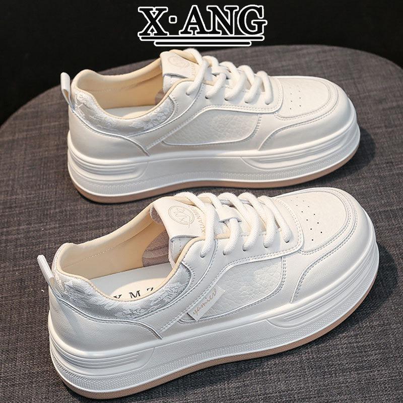 The first layer of cowhide little white shoes women's shoes thick-soled heightening board shoes autumn new versatile casual sports shoes