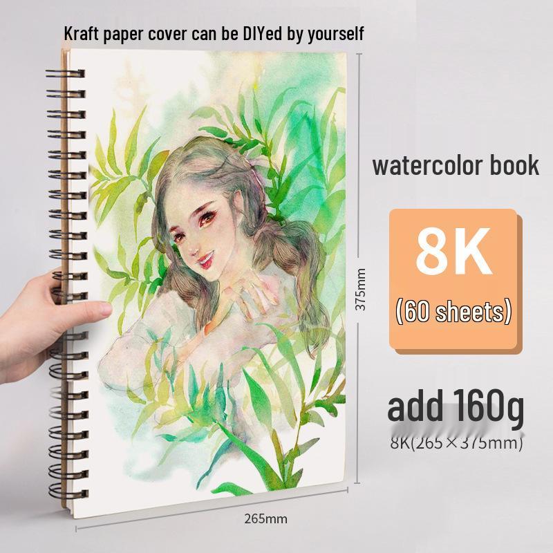 A4 Coil-Bound Thickened Sketchbook: Blank Watercolor Marker Paper for Children's Art