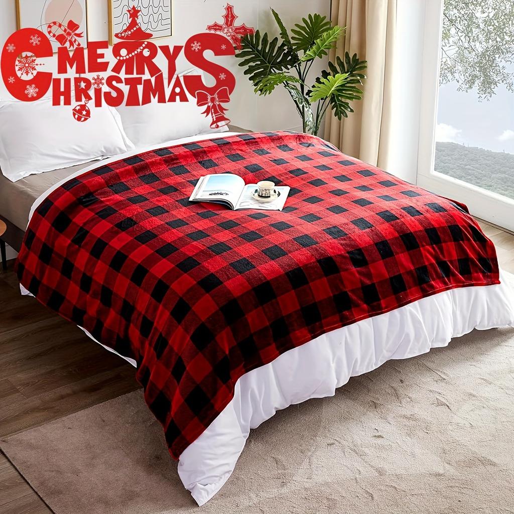 1 Christmas And Halloween Themed Thick Flannel Plaid Blanket Multi-Functional Soft And Comfortable Perfect For Holiday Gifts
