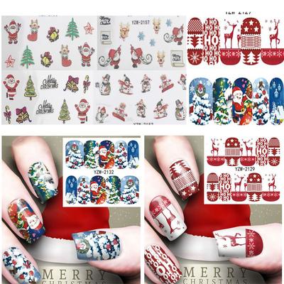 Hot Santa Claus Snowflakes Snowmen Decoration Stickers Decals Water Transfer  Nail Art Stickers