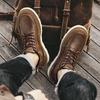 Men's Retro High-Top Leather Martin Boots - Winter Warmth, Thick Sole, Height Increasing, British Style for Autumn Trend.