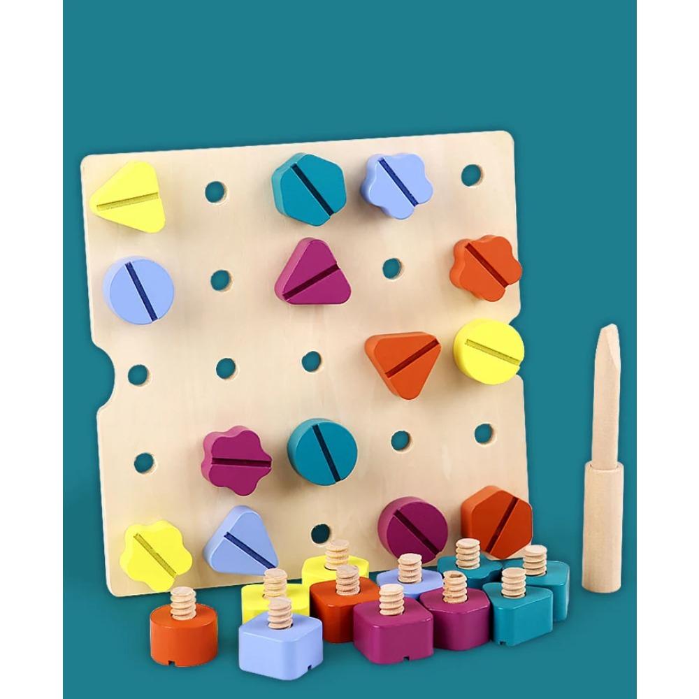 Wooden Screw Disassembly Toys Educational Screw Disassembly Assembly Shape Color Toys Montessori Interactive Game for Baby Gift